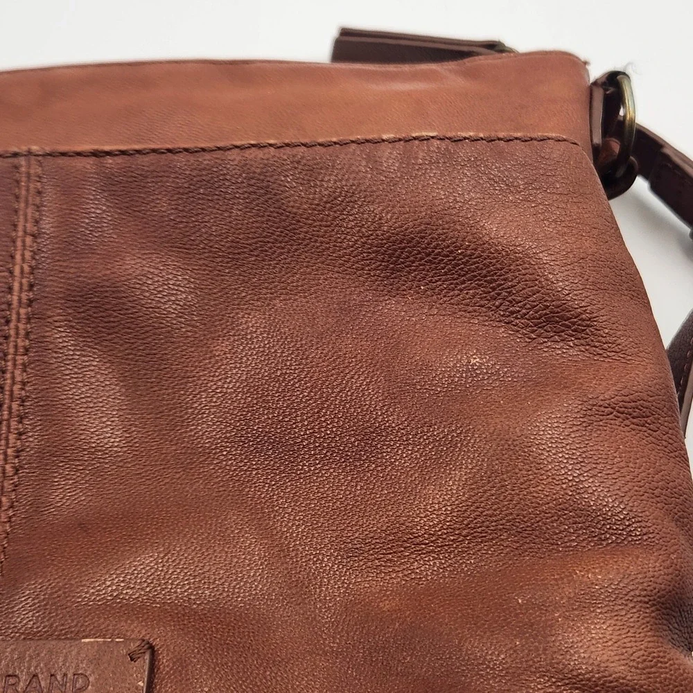 Lucky Brand Leather Crossbody Bag Brown Tan Adjustable Strap Made‎ in India